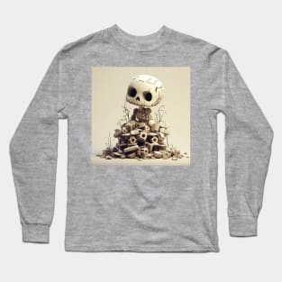 A dead preppy skeleton on a pile of machine parts Long Sleeve T-Shirt